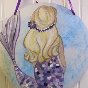 Mermaid Wall Art with Purple Accents